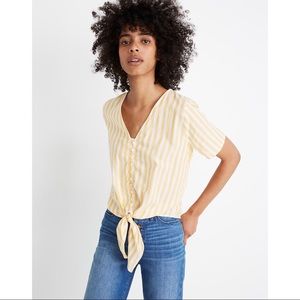 Madewell striped tie-front button top